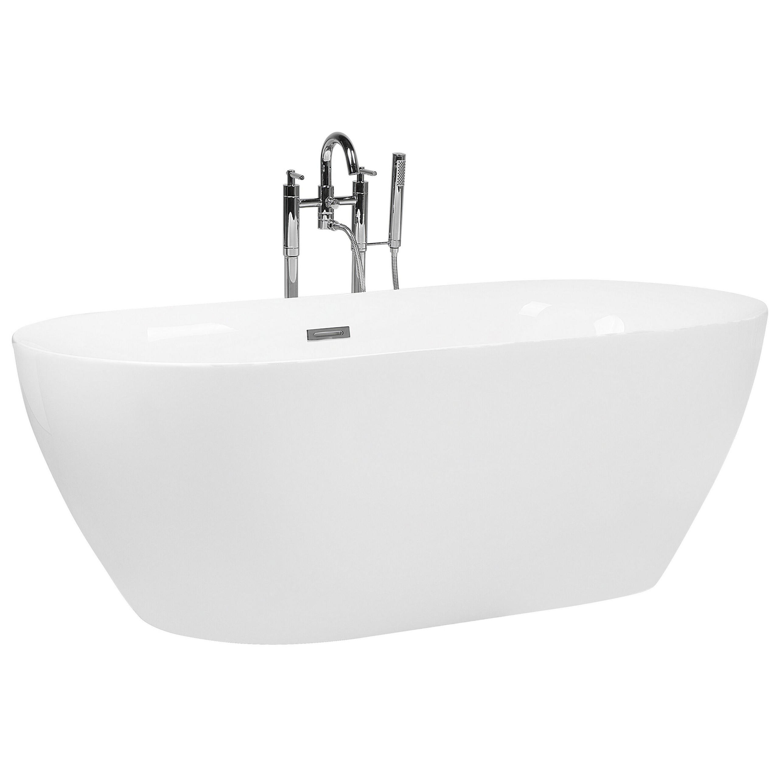 BADEWANNE FREISTEHEND 80x170x59 cm weiß Carrera - Weiß, Kunststoff (80/59/170cm) - Beliani