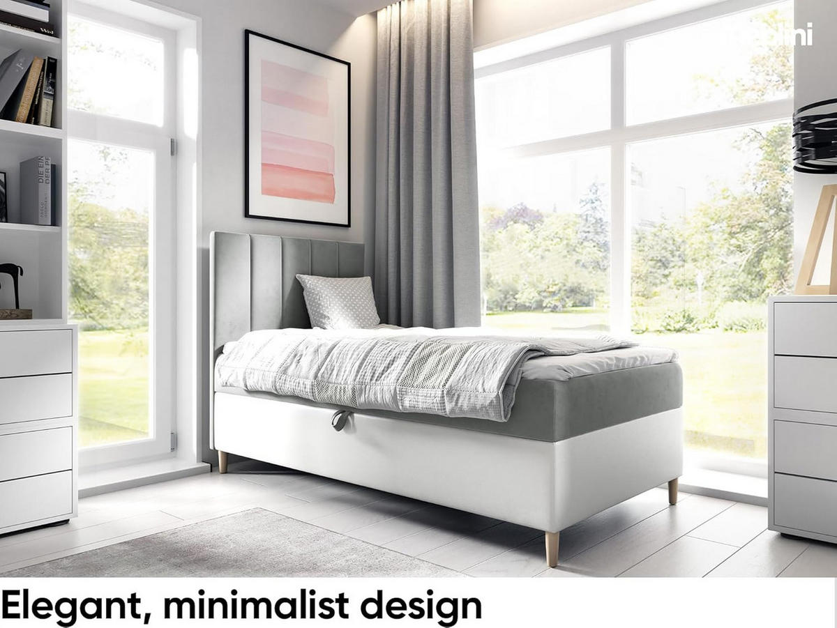 KINDERBETT MAYA 1 - Weiß/Grau, Holzwerkstoff (92/208cm) - Meblini