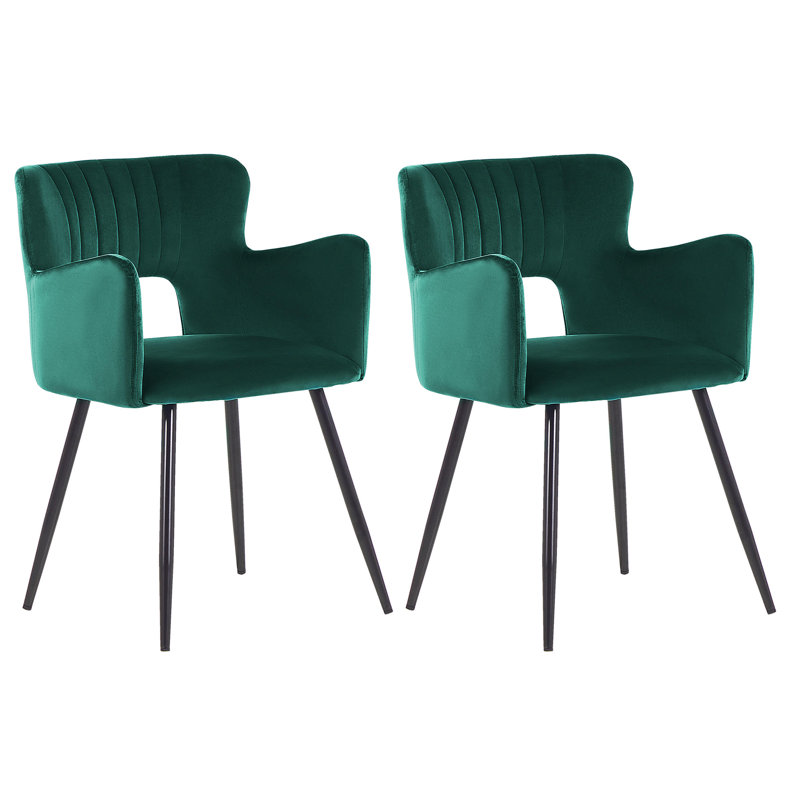 MATSTOL set om 2 sammet smaragdgrön Sanilac - Smaragdgrön, Textil/Metall (52/75/44cm) - Beliani