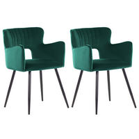 MATSTOL set om 2 sammet smaragdgrön Sanilac - Smaragdgrön, Textil/Metall (52/75/44cm) - Beliani