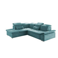 ECKSOFA mit Schlaffunktion mit Bettkasten und verstellbaren Kopf- und Rückenlehnen - Chromfarben/Grün, Textil (276/240cm) - ed exciting design