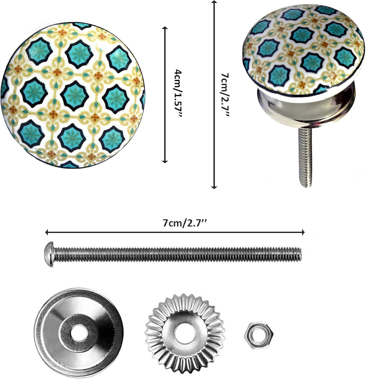 KERAMIKKNÖPFEN Set mit 10 in verschiedenen Farben und Formen 40 mm Durchmesser - Multicolor, Keramik (4/4/6.9cm) - Nacnic