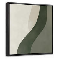 LEINWAND Bilder mit Rahmen - Japandi - Grün - Abstrakt - Modern - 20x20 - Salbeigrün, Textil (20/20cm) - MuchoWow