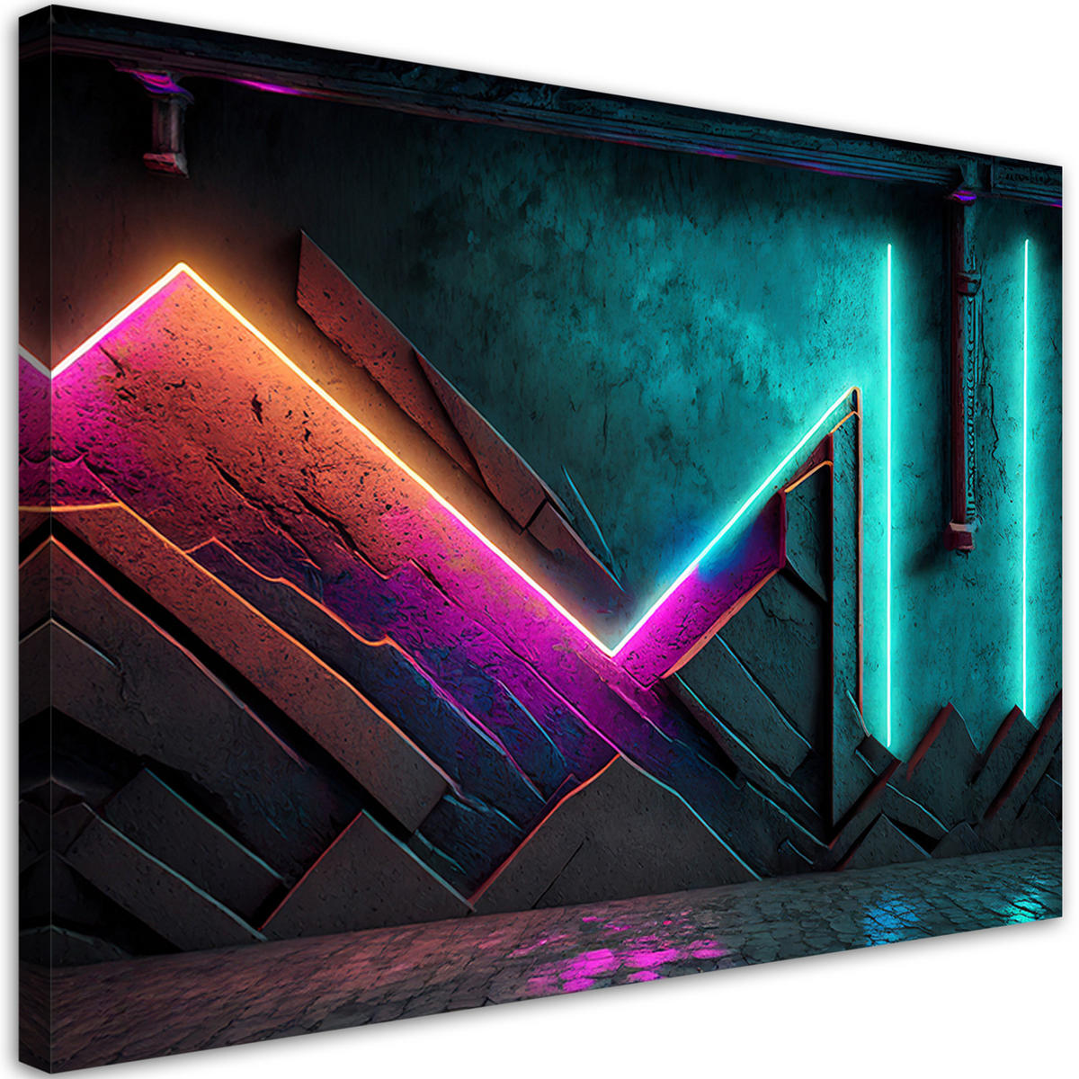 WANDBILD neon futuristische abstrakt - Blau, Textil (60/40cm) - Feeby