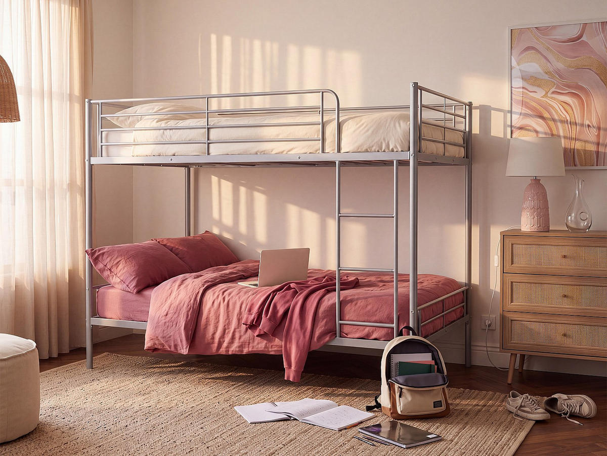ETAGENBETT - 1 Person - metall - silberfarben Duotis - Silberfarben, Metall (120/190cm) - Vente-Unique