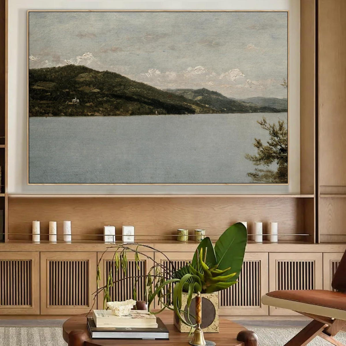 LEINWANDBILD mit Rahmen 60 x 90 cm Bergsee - Blau, Holz (60/0.5cm)