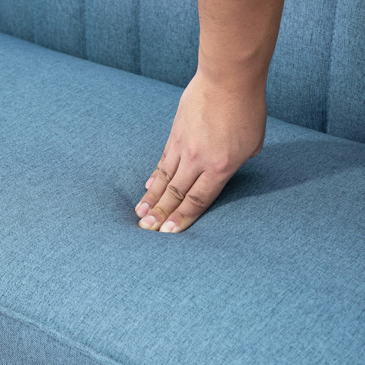 2-SITZER-SOFA DE-06625 weiche Polsterung, pflegeleichter Bezug, bis 150 kg Blau - Blau, Holz/Textil (117/77/56.5cm) - ComfortXL