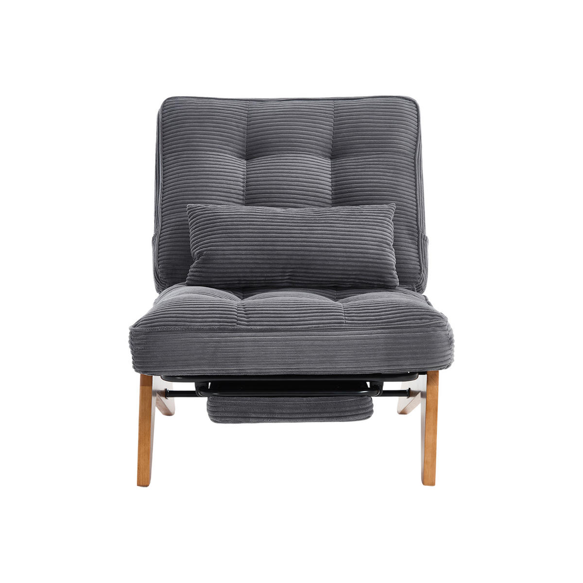 RELAXSESSEL verstellbare Rückenlehne mit Fußstütze, DE-42243, Grau - Dunkelgrau, Holz (73/90/127cm) - ComfortXL