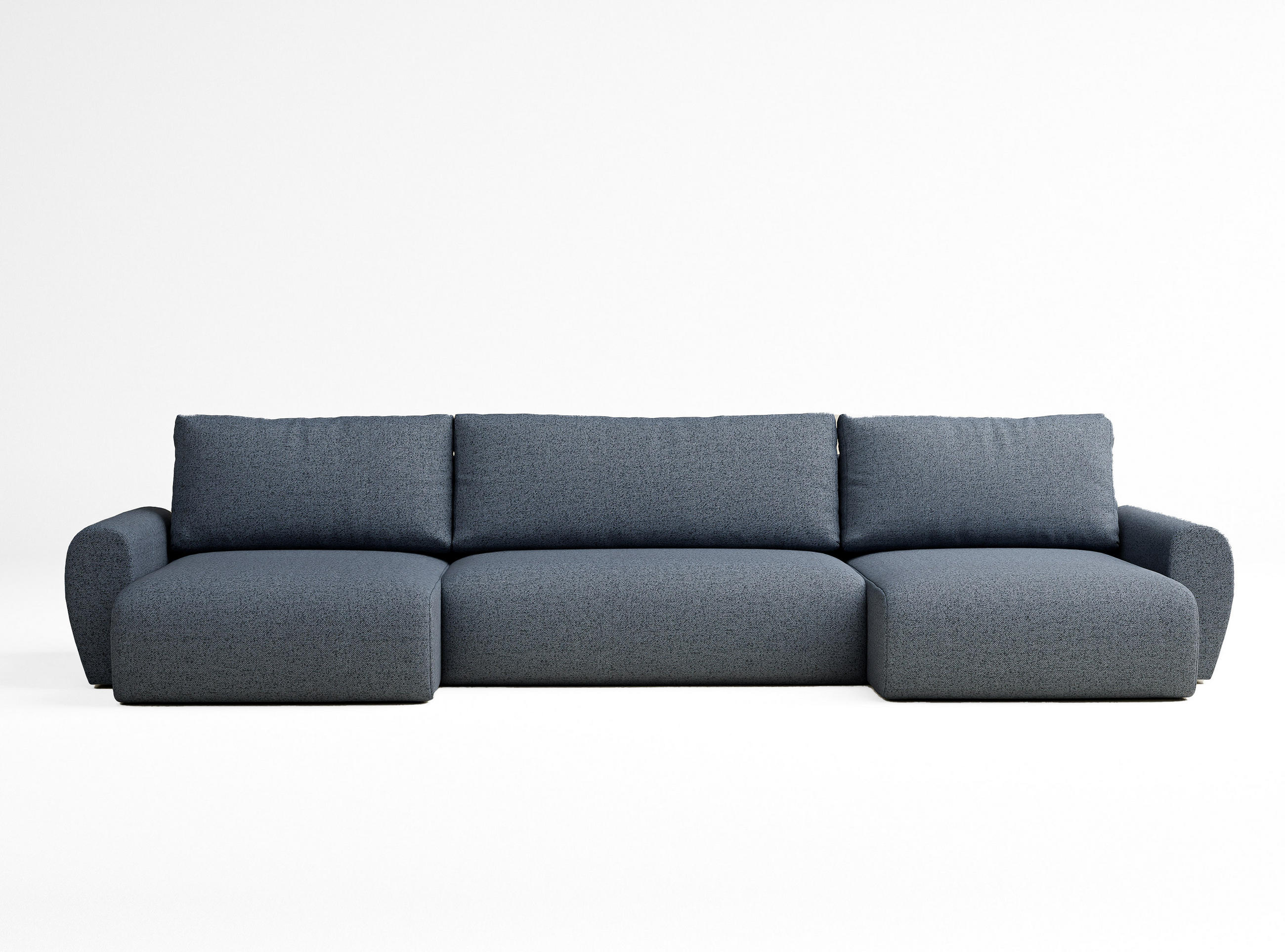 WOHNLANDSCHAFT MIT SCHLAFFUNKTION Numba Blau Grau Webstoff - Blaugrau/Schwarz, Holz/Holzwerkstoff (397/70/153cm) - Maison de Reve