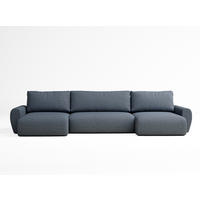 WOHNLANDSCHAFT MIT SCHLAFFUNKTION Numba Blau Grau Webstoff - Blaugrau/Schwarz, Holz/Holzwerkstoff (397/70/153cm) - Maison de Reve