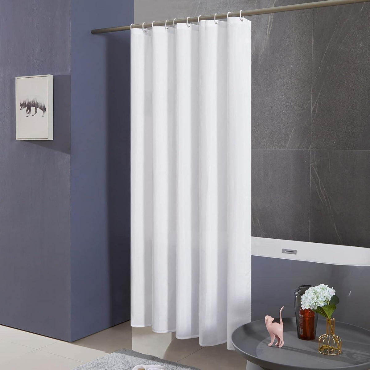 DUSCHVORHANG Textil 120 x 180 cm Weiß - Weiß, Textil (120/180cm)