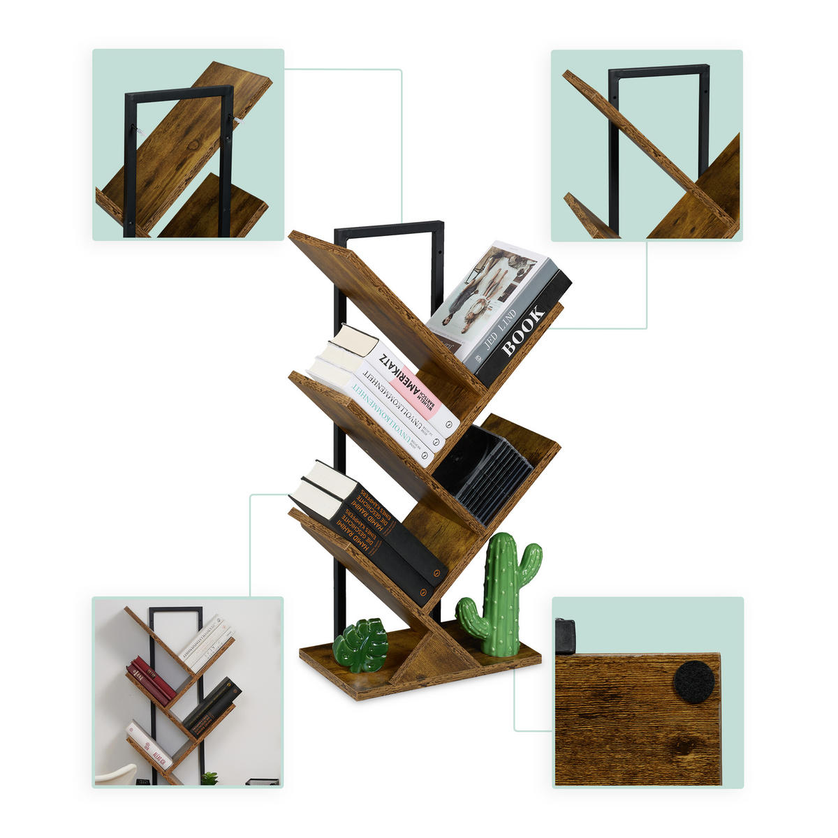 BÜCHERREGAL - Multicolor, Holzwerkstoff/Metall (40/71/21.5cm) - Relaxdays