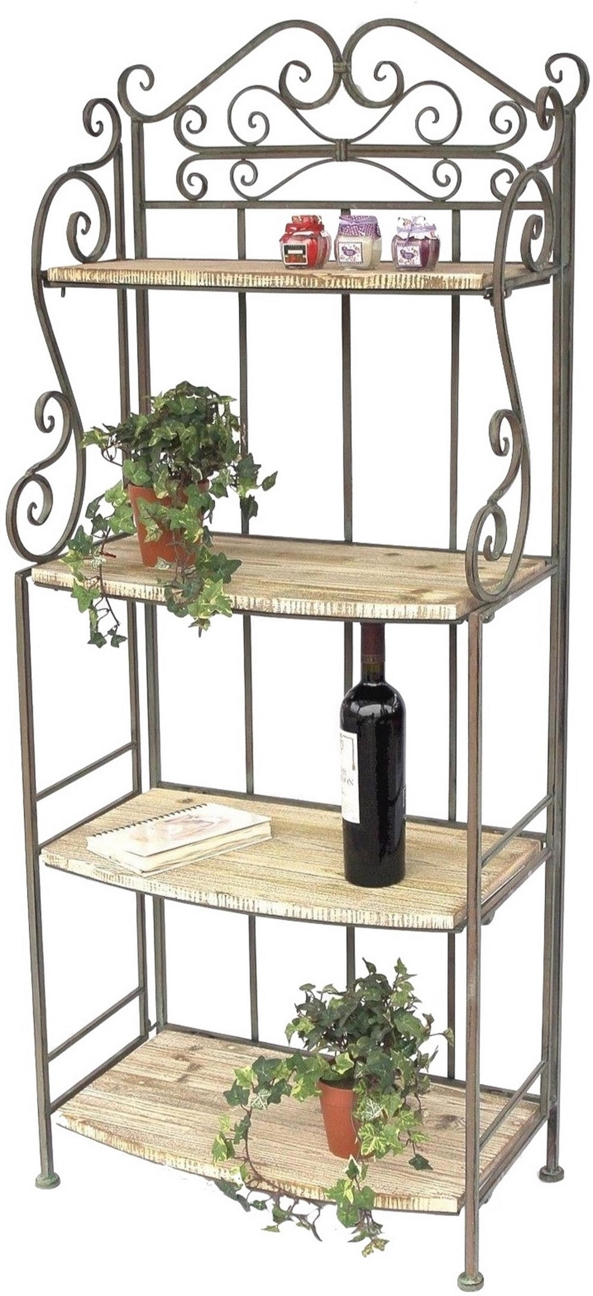 REGAL 150 cm aus Metall mit Holzablagen 12060 - Grün, Metall (60/150/33cm) - DanDiBo