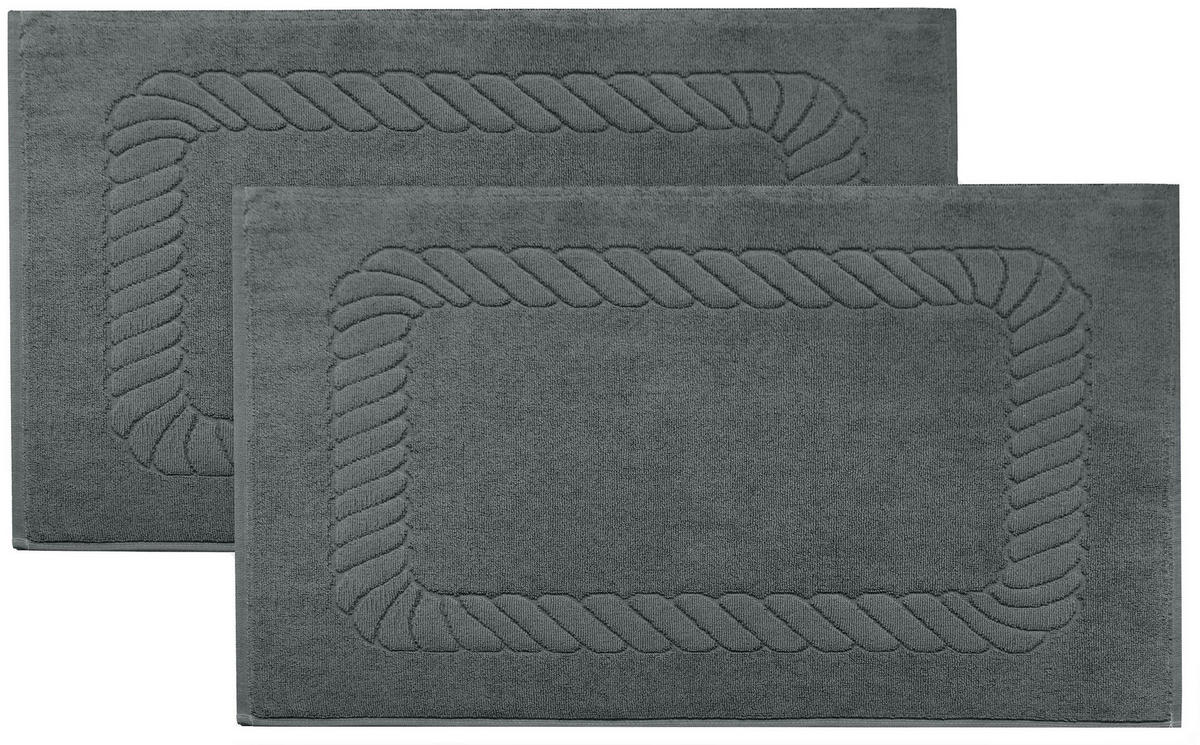 BADEMATTE, 2er-Set, 50x70 cm, 100% Baumwolle, Grau - Graphitfarben, Textil (50/70cm) - Zollner
