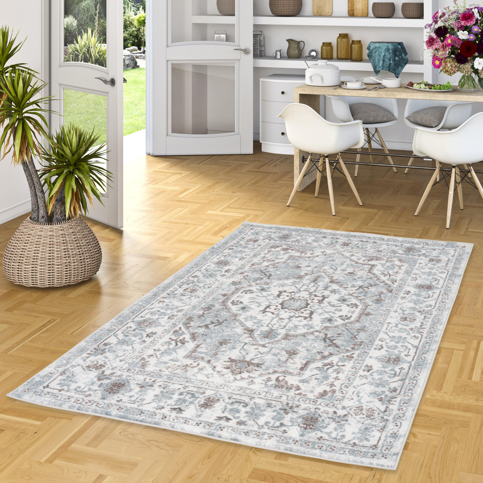 DESIGNER TEPPICH TAWIRA VINTAGE KLASSIK - Blau/Creme, Textil (80/160cm) - Pergamon