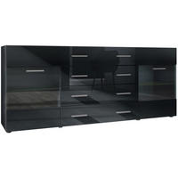 SIDEBOARD Carlos Schwarz Hochglanz - Schwarz Hochglanz, Holzwerkstoff (166/72/35cm) - Vladon