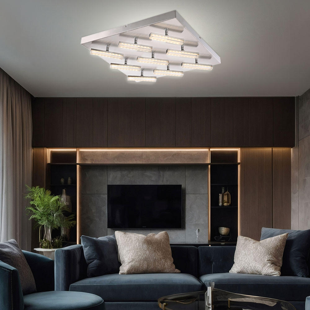 LED DECKENLEUCHTE Metall Silber 9 Flammig - Silberfarben, Metall (55/55/9cm) - Globo Lighting