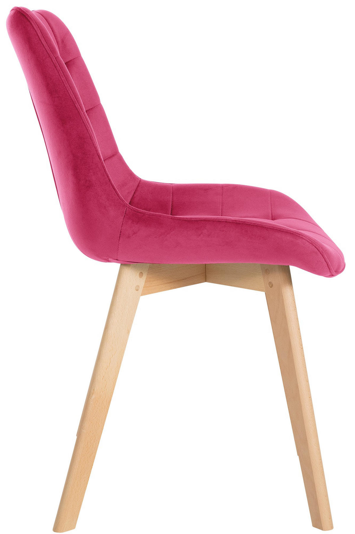 STUHL Samt rot - Eukalyptusholzfarben/Rot, Holz/Textil (54/84/63cm) - CLP