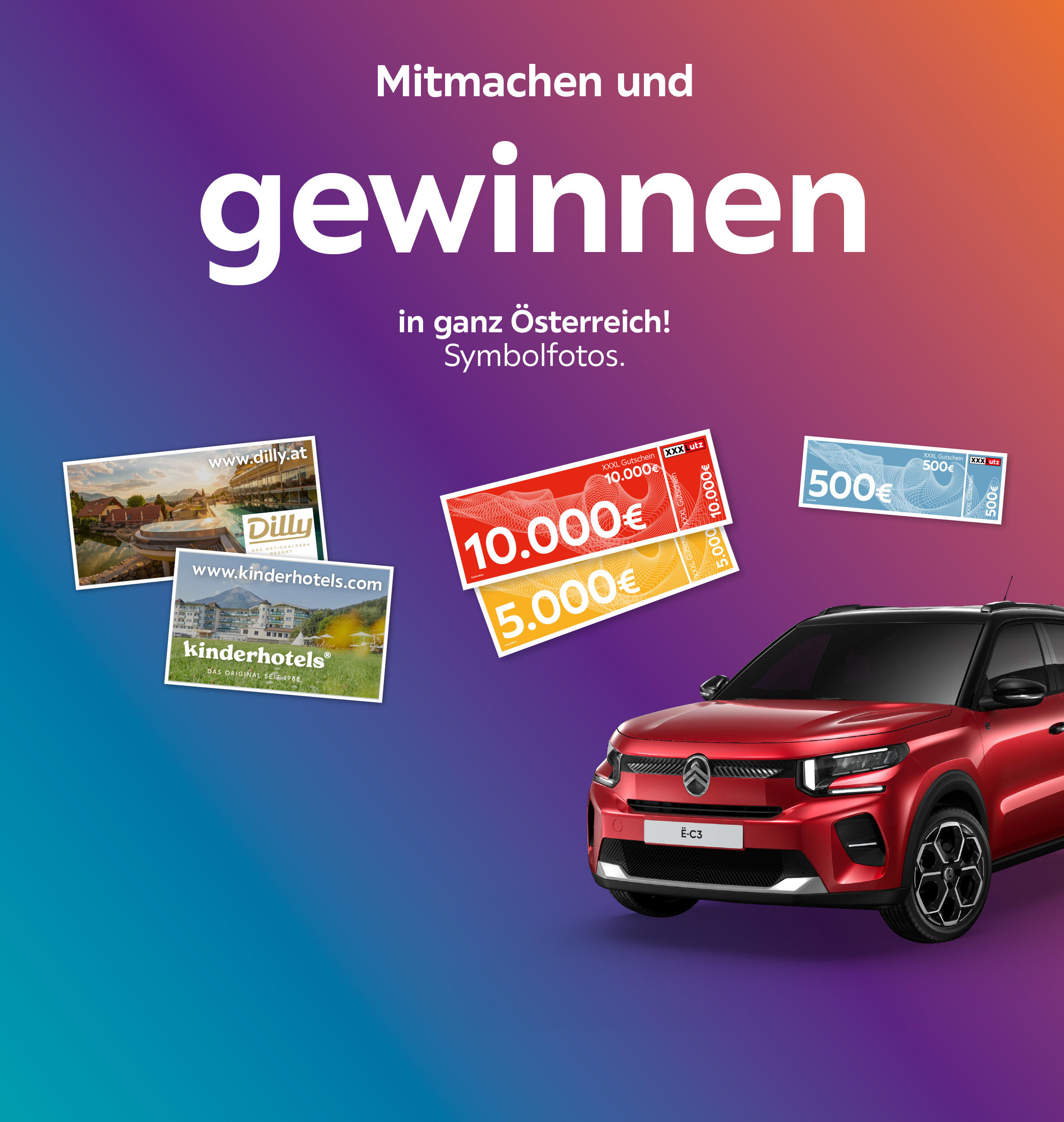 Mitmachen und gewinnen in ganz Österreich! Symbolfotos.