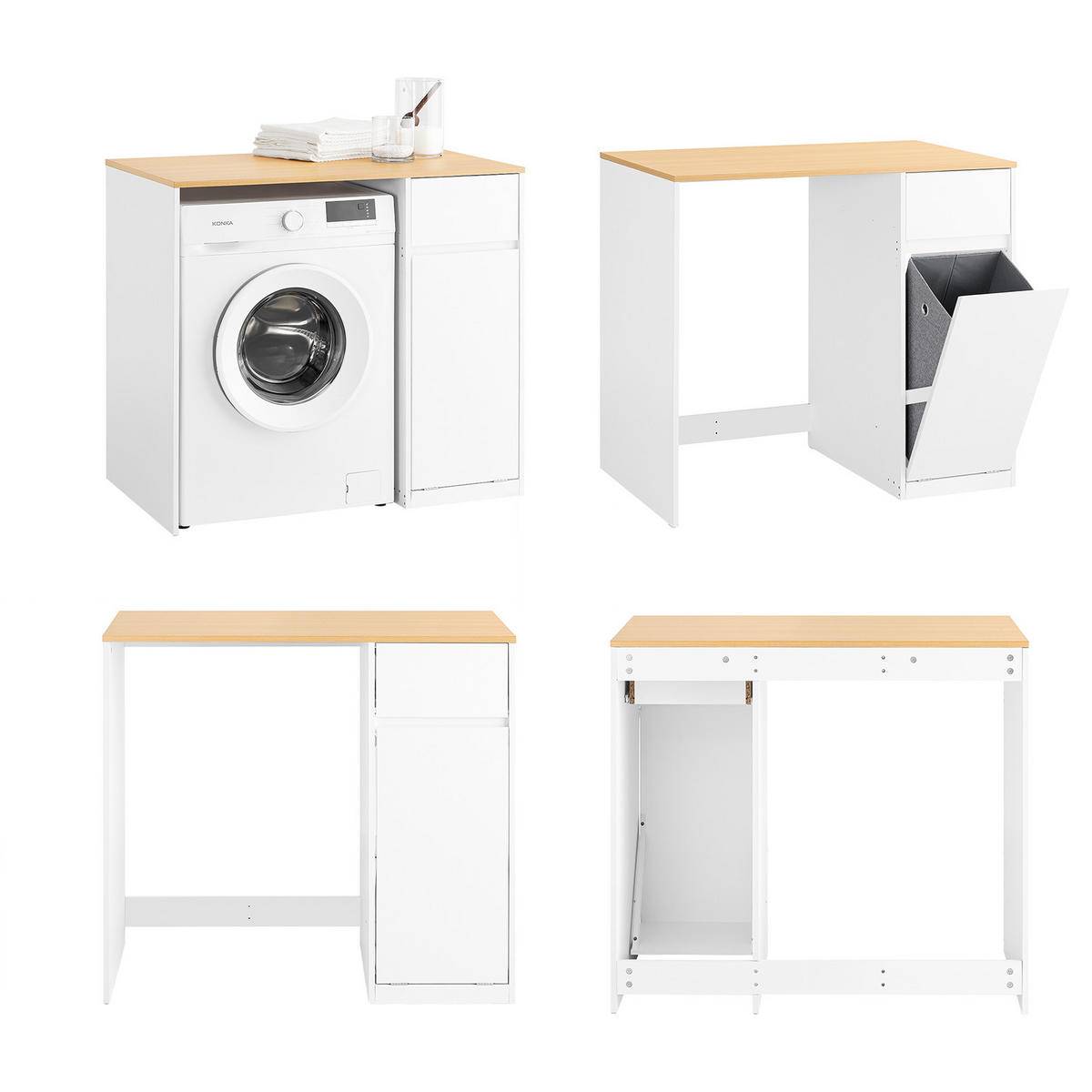 WASCHMASCHINENSCHRANK Weiß - Weiß, Holzwerkstoff (100/90/60cm) - SoBuy