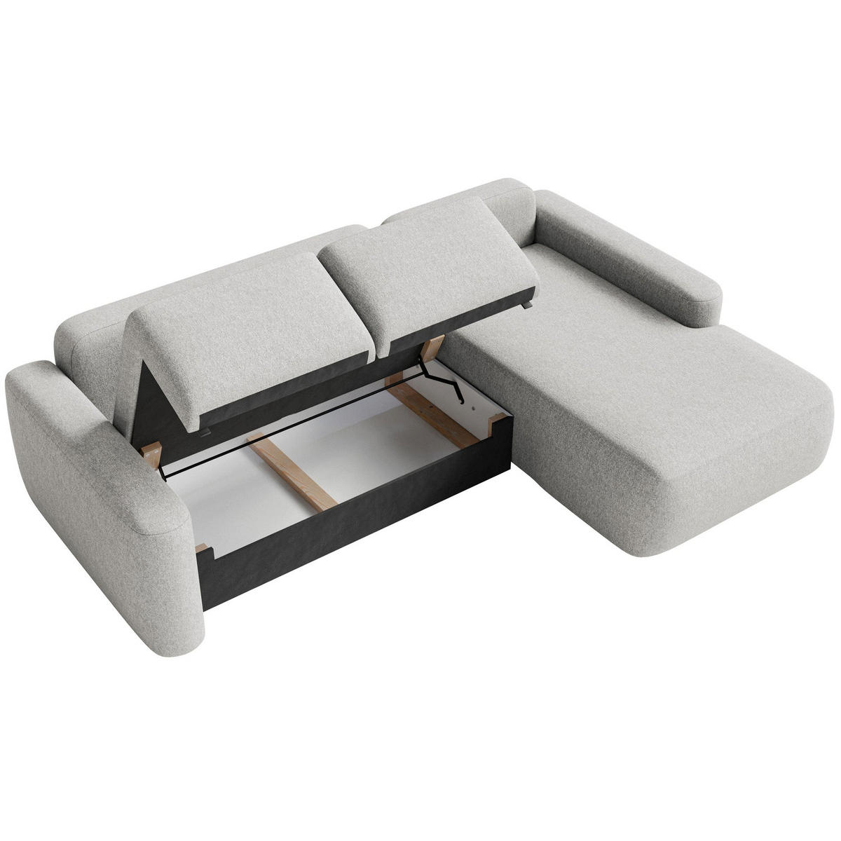 ECKSOFA Carnos Mini Graubeige Chenille - Taupe/Schwarz, Kunststoff/Textil (164/238cm) - Selsey