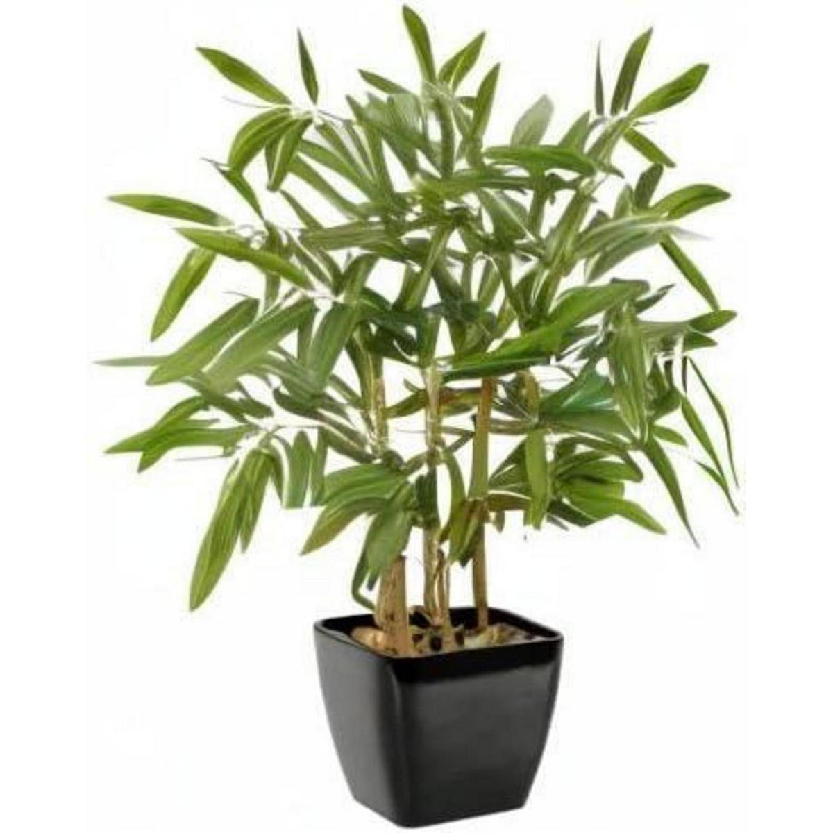 KUNSTPFLANZE Bambus 43 cm im schwarzen Topf - Grün, Kunststoff (42cm)