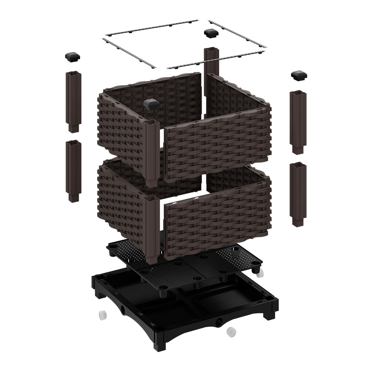 PFLANZKÜBEL - Braun, Kunststoff (40/38/40cm) - Relaxdays