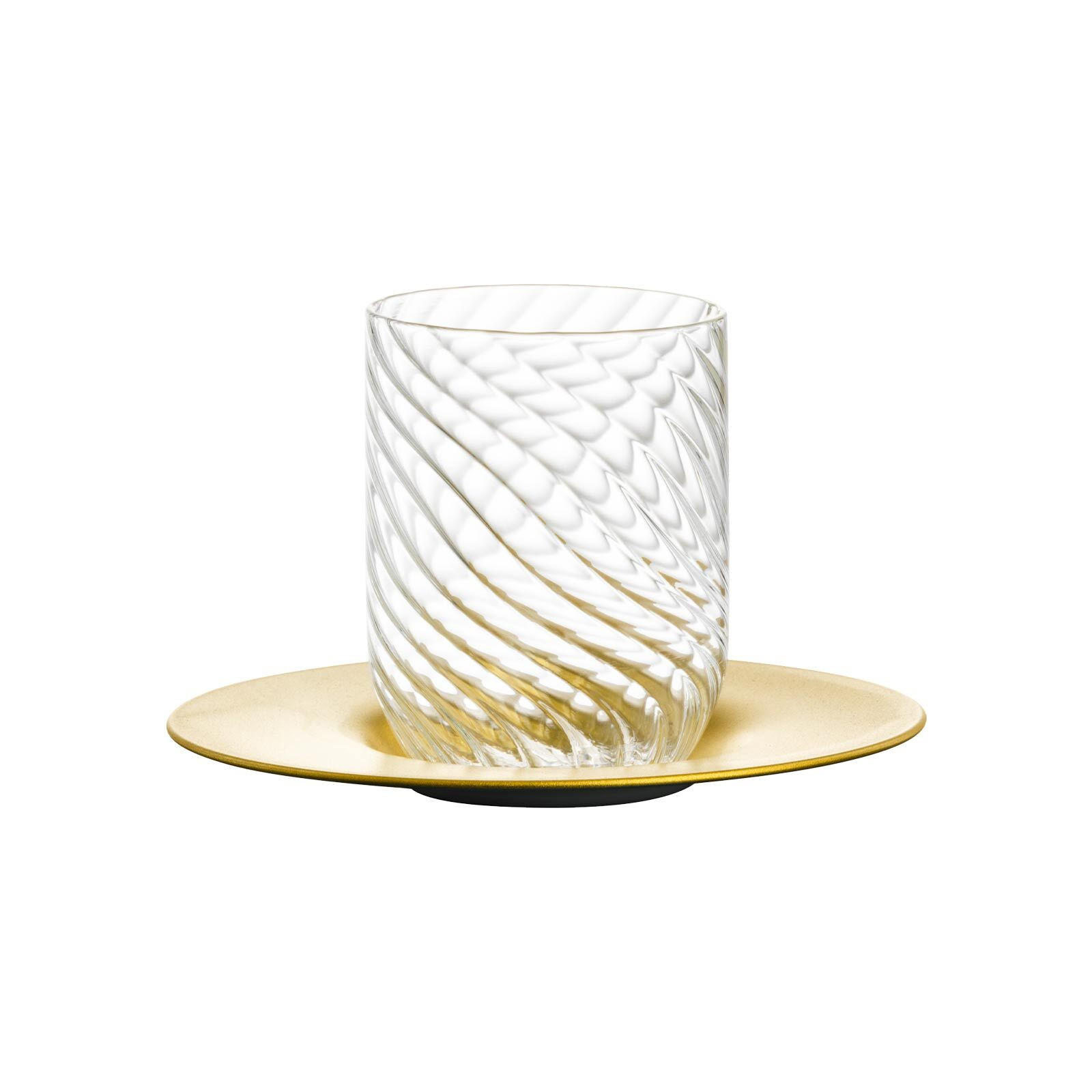 CAPPUCCINOGLAS MIT UNTERTASSE Twist gold 270 ml - Goldfarben, Glas (0.27L) - Eisch