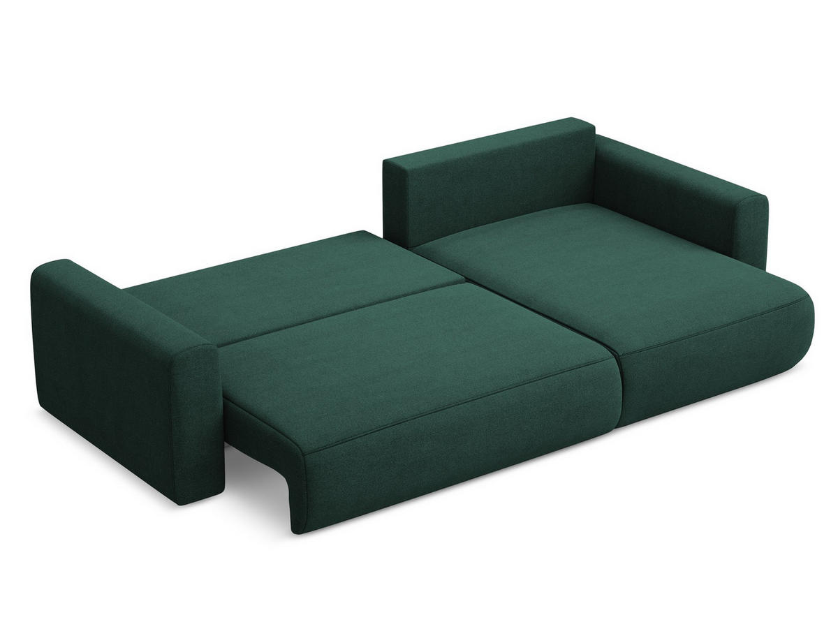 ECKSOFA mit Schlaffunktion Strukturstoff Stoff Grün - Dunkelgrün/Schwarz, Kunststoff/Textil (278/149cm) - Makamii