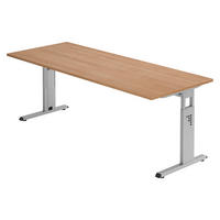 SCHREIBTISCH Serie-O 80/200/74 cm in Nussbaumfarben/Silberfarben - Silberfarben/Nussbaumfarben, Holzwerkstoff (80/200/74cm) - bümö