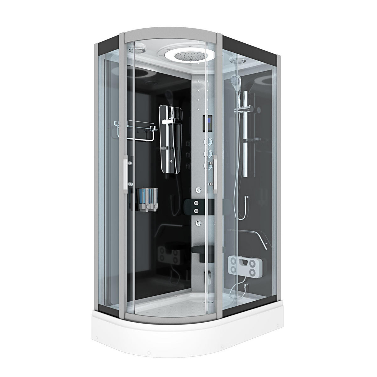 DUSCHE Duschkabine D60-73T1L-EC Schwarz 120x80 - Schwarz, Glas/Kunststoff (120/80/215cm) - AcquaVapore by Sandra Jentho