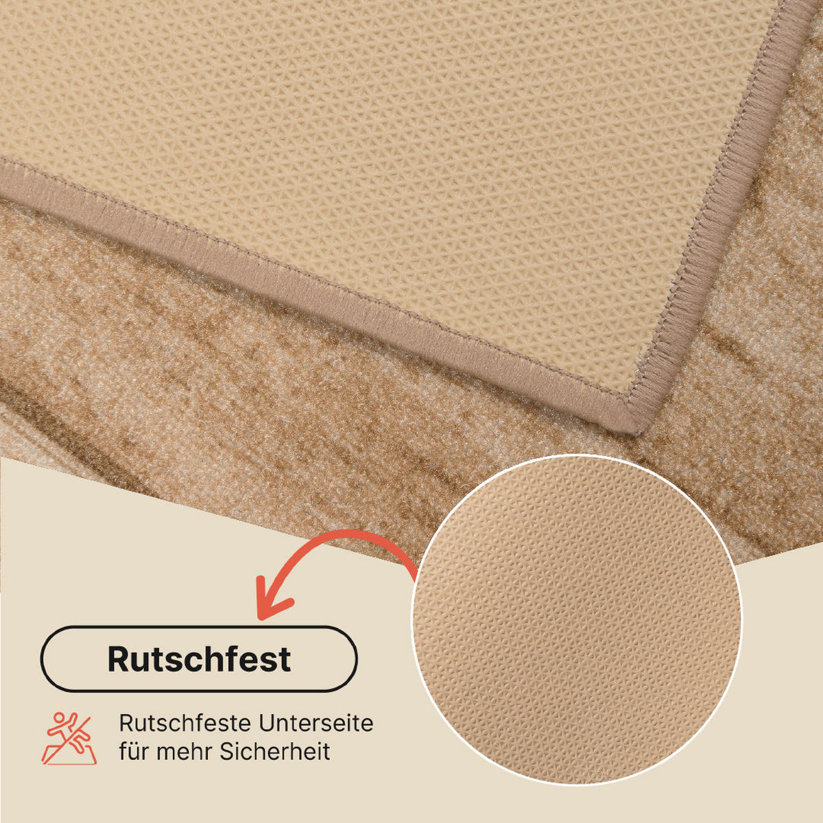 TEPPICHLÄUFER Anti-Rutsch Beige rutschfest Gummiunterlage 100/600 cm - Beige, Textil (100/600cm) - Tapiso