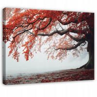 LEINWANDBILD Baum Nebel Orange 60x40 cm - Multicolor, Holzwerkstoff (60/40cm) - Wallarena