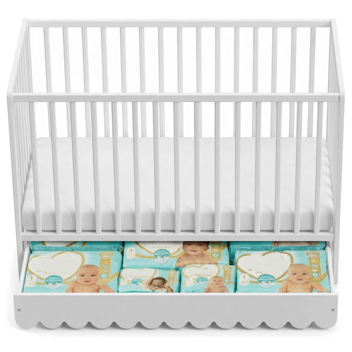 BABYBETT 2-IN-1 mit Schublade 60/120 cm Weiß - Weiß, Holz (60/120cm) - Lettino