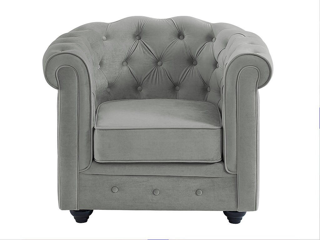SESSEL mit gerader Rückenlehne - 1 Person - Samt, Stoff - Hellgrau - - Hellgrau, Textil (85/72/78cm) - Vente-Unique