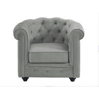 SESSEL mit gerader Rückenlehne - 1 Person - Samt, Stoff - Hellgrau - - Hellgrau, Textil (85/72/78cm) - Vente-Unique