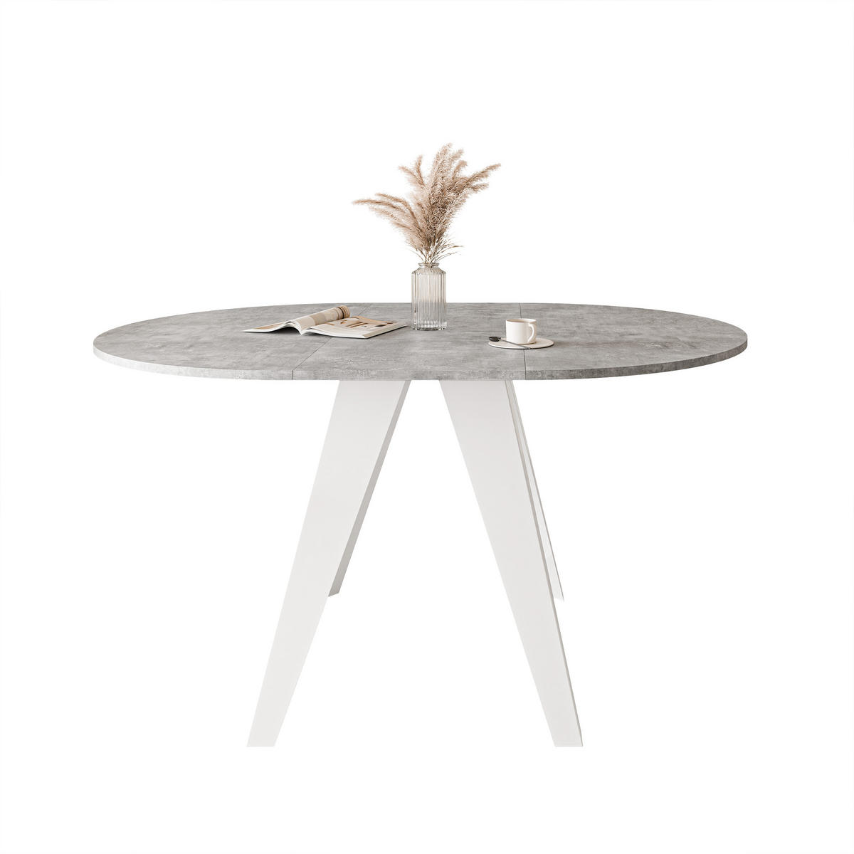 ESSTISCH ausziehbar auf MDF, Grau - Weiß/Grau, Holzwerkstoff (90/90/76cm) - Idohome