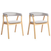 ESSZIMMERSTUHL 2er-Set Hellgrau Mylo - Hellgrau/Braun, Textil (58/77/56cm) - Beliani