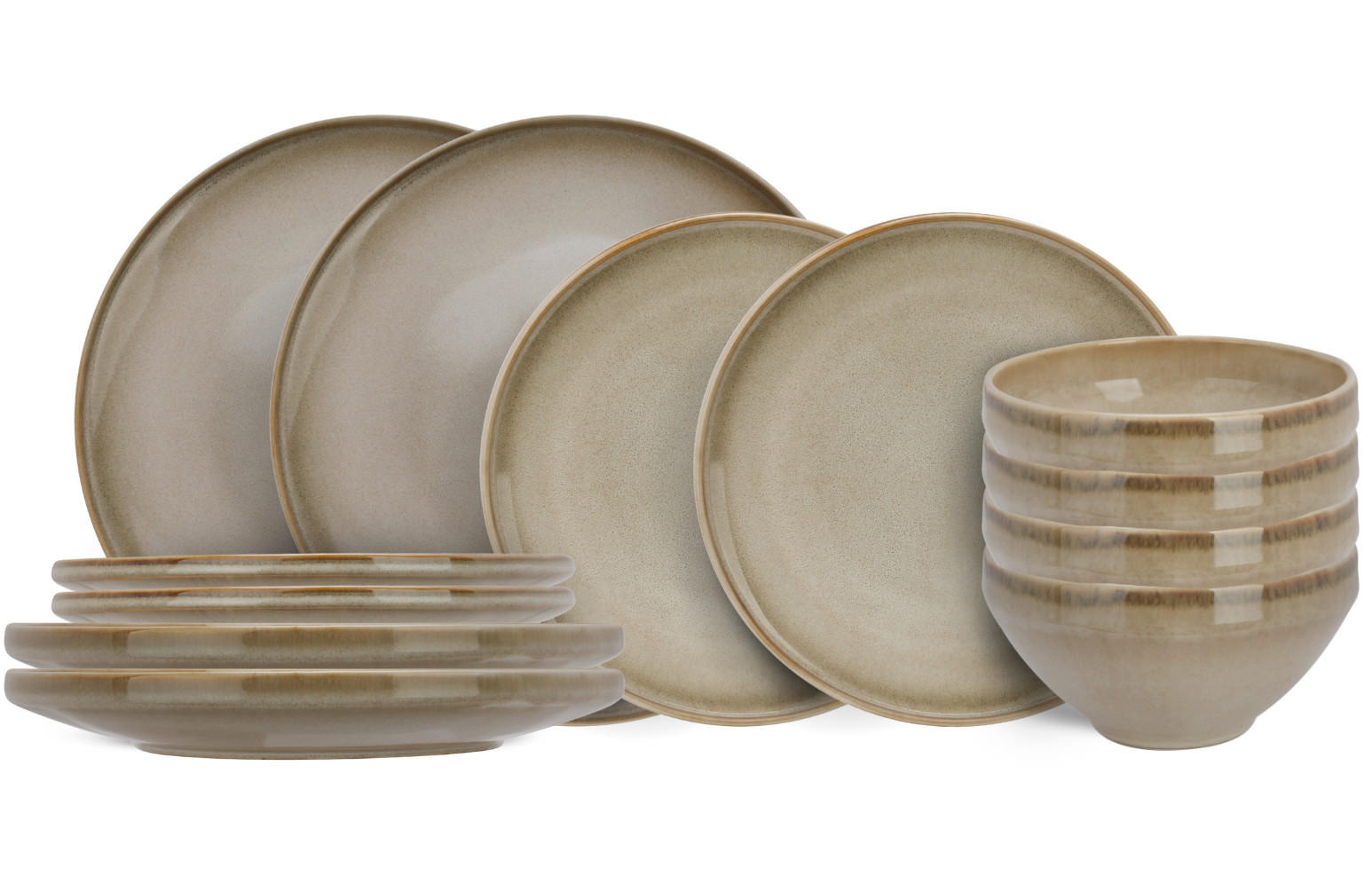 GESCHIRRSET12-TEILIG Conico / 4 Personen - Beige, Keramik (2/2/1cm) - Cosy & Trendy