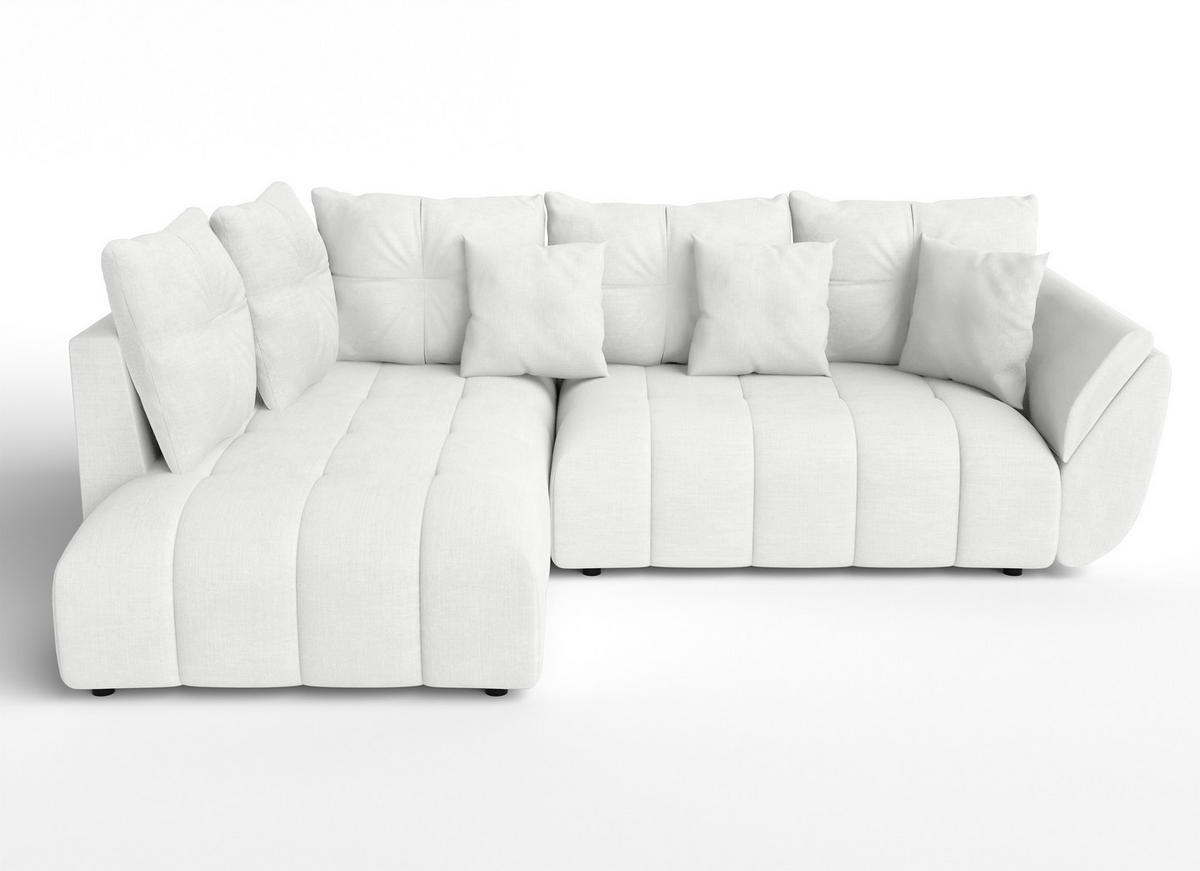 ECKSOFA L Form Corleone Weiß 266/182/91 cm mit Schlaffunktion - Schwarz/Weiß, Kunststoff/Textil (266/182cm) - AX Living