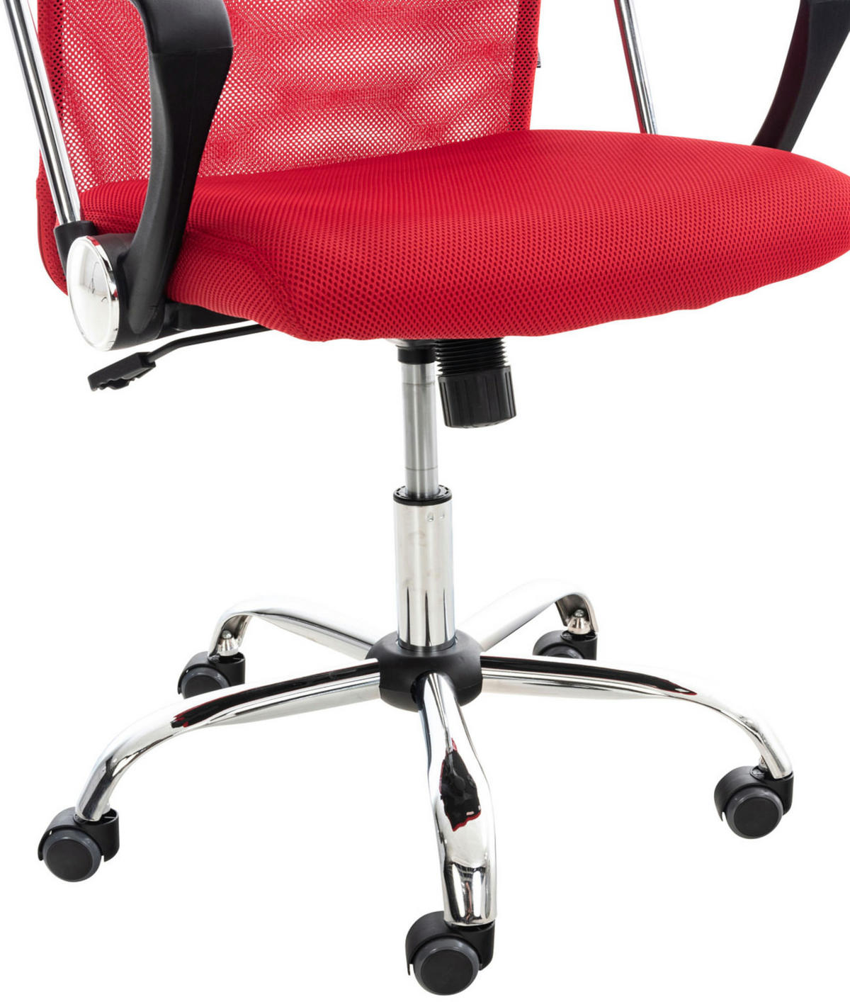 DREHSTUHL Lederlook rot - Chromfarben/Rot, Textil/Metall (60/110/53cm) - CLP