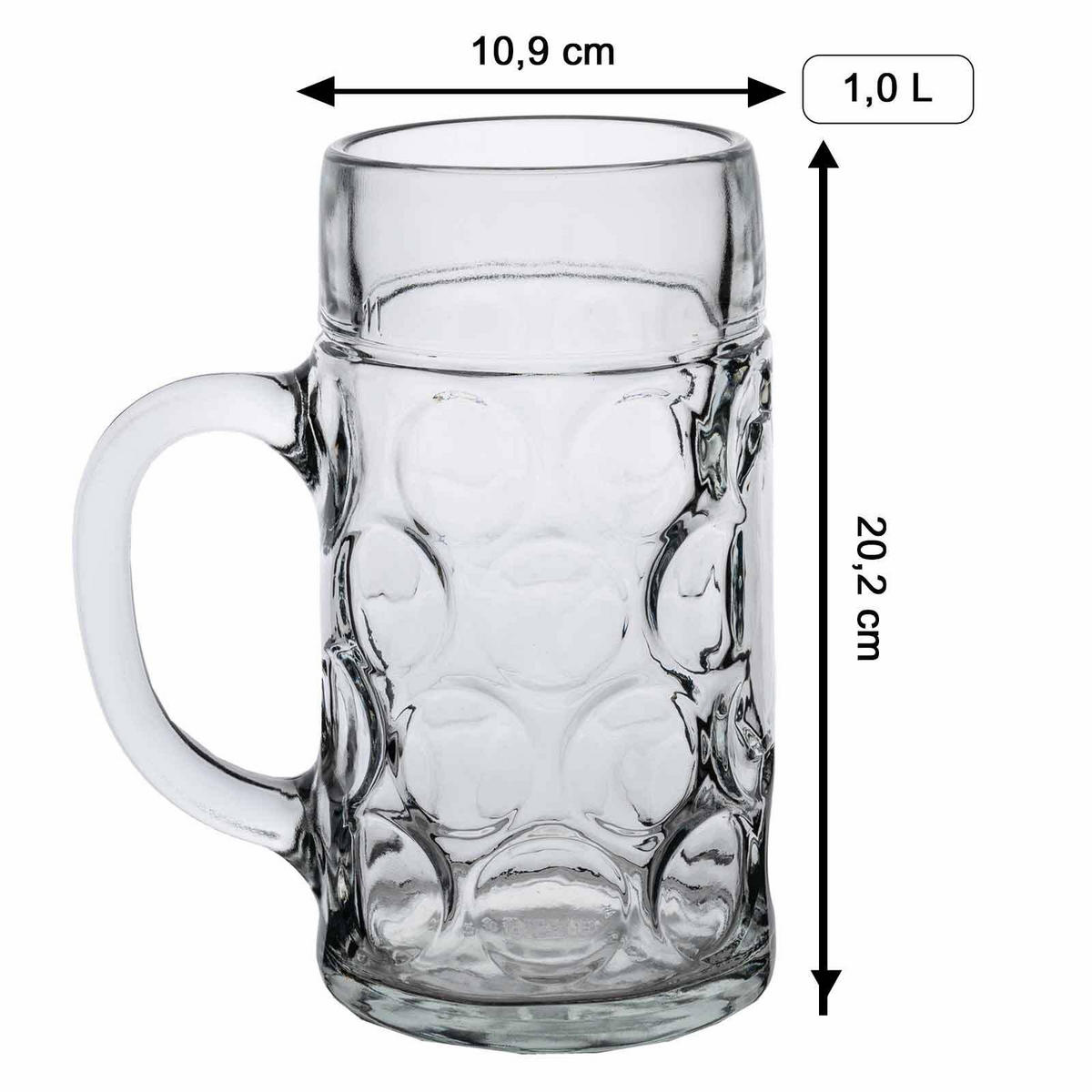 MASSKRUG MIT GRAVUR Legende seit 80 Jahren transparent 1,0 Liter - Transparent, Glas (1L) - LUXENTU