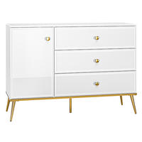 SIDEBOARD Goldin weiß / weiß hochglanz /gold 120 / 40 / 85cm - Weiß Hochglanz/Weiß, Holz/Holzwerkstoff (120/85/40cm) - Feldmann-Wohnen