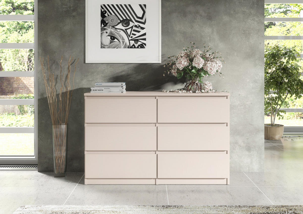 KOMMODE NUDO 138,5/78,5/39cm mit 6 Schubladen Türen Kaschmir - Kaschmir, Holzwerkstoff (138.5/78.5/39cm) - MASSENO