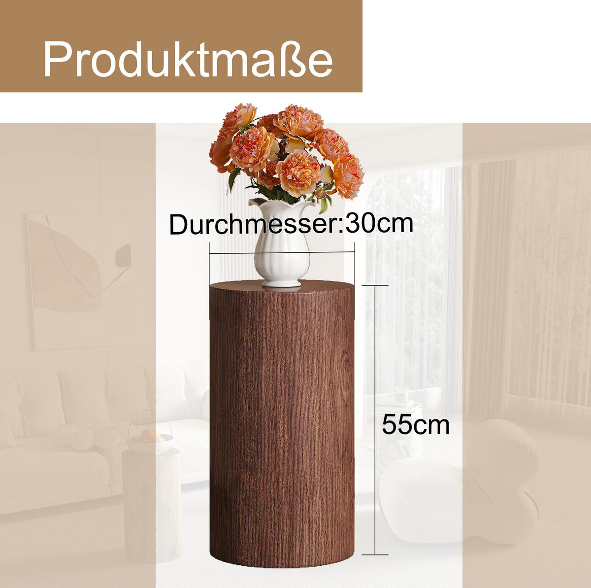 KLUBSKA miza iz MDF, premer/višina: 30/55 cm, orehove barve - barva oreha, leseni material (30/30/55cm) - BEAOK