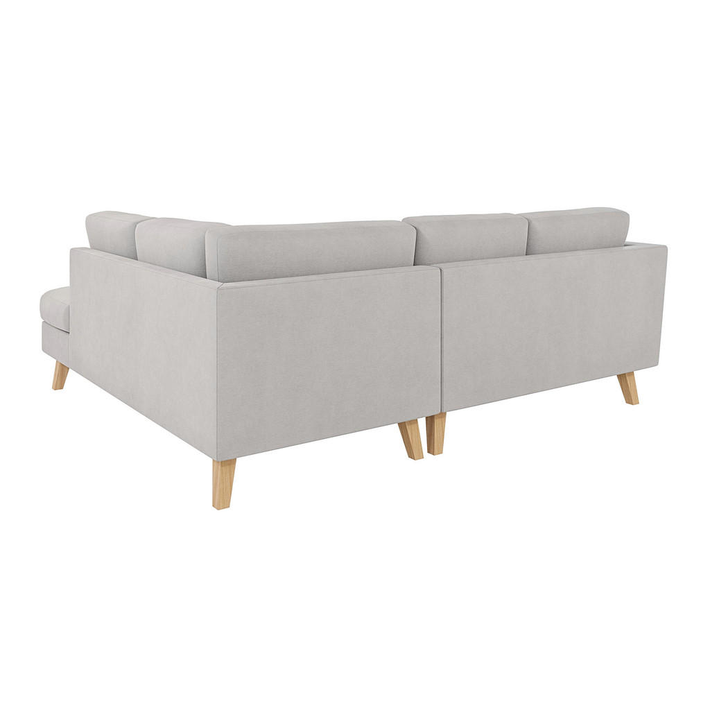 Thumbnail - S-Style Möbel Ecksofa, Silber, Textil, Echtholz,Buche, 4-Sitzer, Füllung: Silikon,Komfortschaum, L-Form,L-Form, 221x186 ...