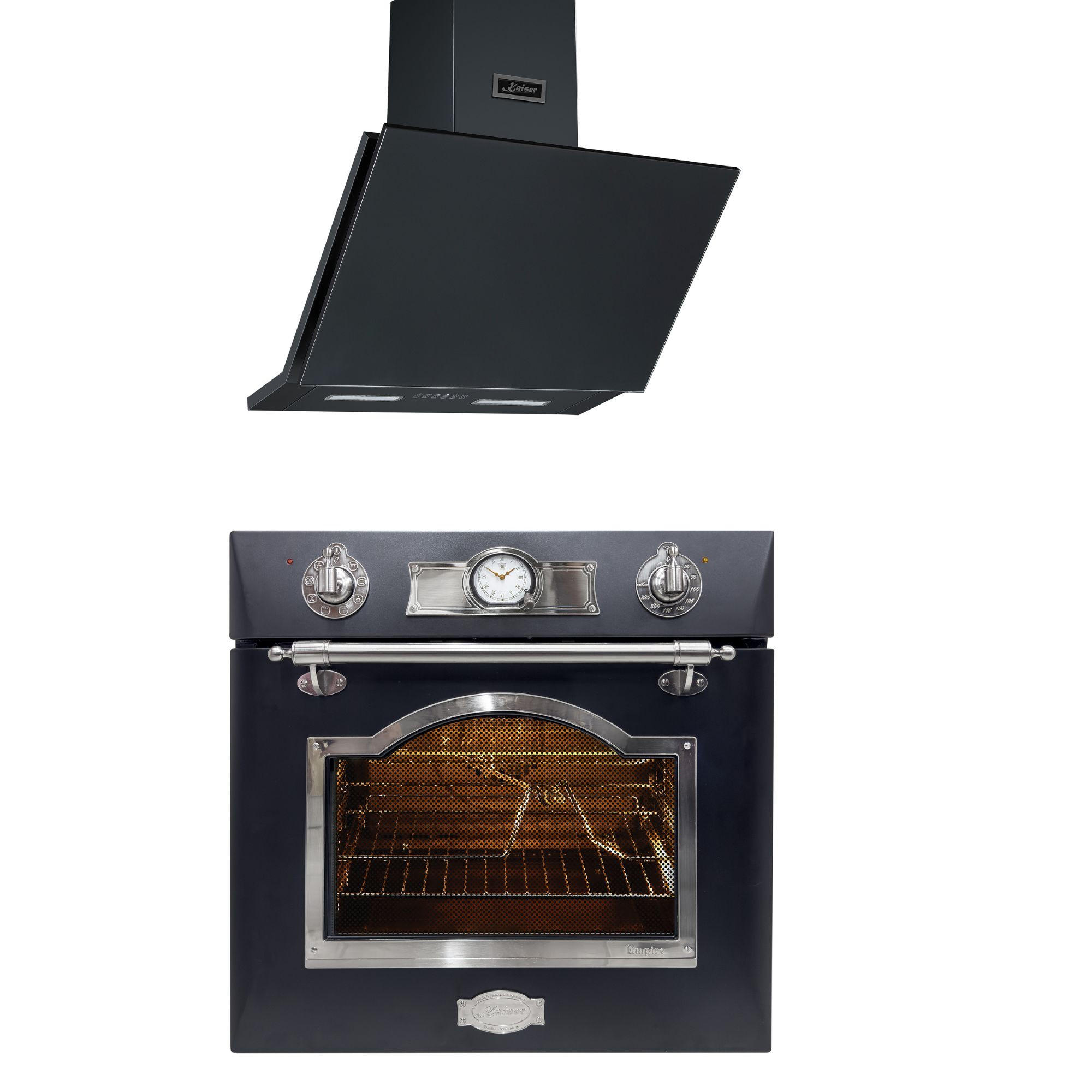 KAISER Elektro Backofen 60 cm EH 6355 Em Sil+AT 6455 s Dunstabzugshaube 60cm - Schwarz, Metall (59.4/59.4/57.5cm) - Kaiser