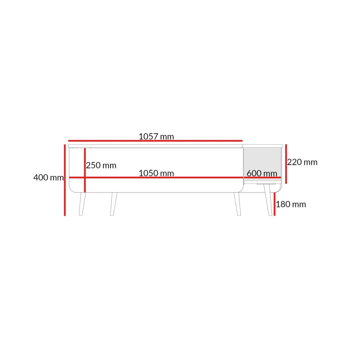 COUCHTISCH mit Schubladen Chloe 100 x 60 Weiß (schwarzer oder goldener Griff) - Schwarz/Weiß, Holzwerkstoff/Kunststoff (60/100/40cm) - mzm24
