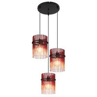 3-FLAMMIGE HÄNGELEUCHTE Metall Rot LED - Schwarz, Glas (47/47/140cm) - Globo Lighting