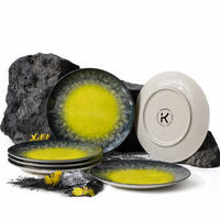 TELLER-SET LORENT 6-tlg Dessertteller Hartporzellan - Gelb/Dunkelblau, Keramik (20/1/20cm) - KONSIMO®